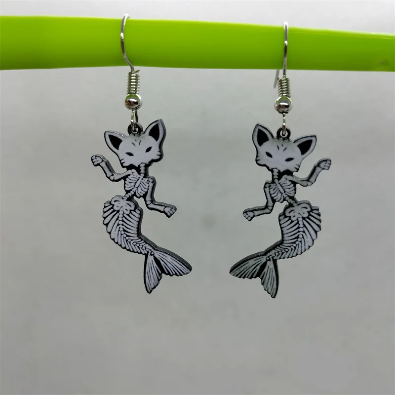 Yungqi Cartoon Animal Mermaid Tail Earrings for Women Girl Korean Fashion Funny Acrylic Animal Fox Earrings Unique Party Gift