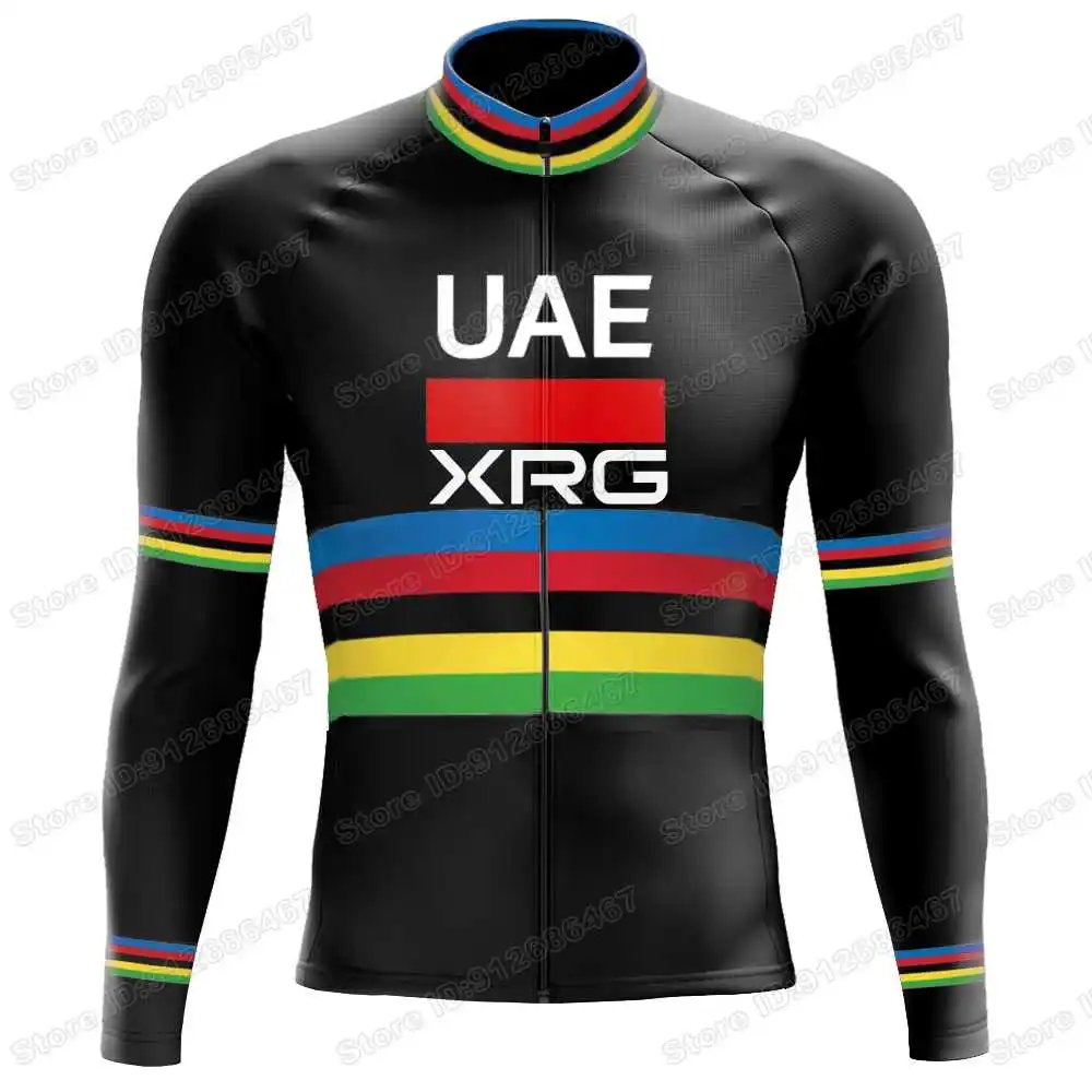 2025 فريق الإمارات العربية المتحدة الدراجات جيرسي طويلة الأكمام بطل العالم Tadej Pogaari ملابس ركوب الدراجات الرجال الطريق دراجة قميص دراجة القمم