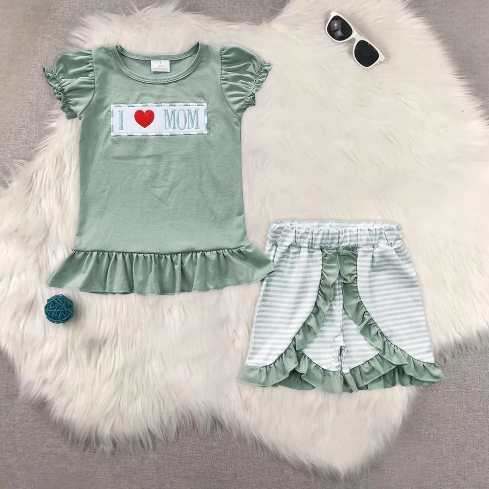 

Baby Girls I Love Mom Summer Shorts Clothes Sets