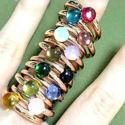 6mm Round Crystal Ring Simple Candy Style Ring Natural Mica Turquoise Crystal Ring For Women Candy Ring Birthday Gift