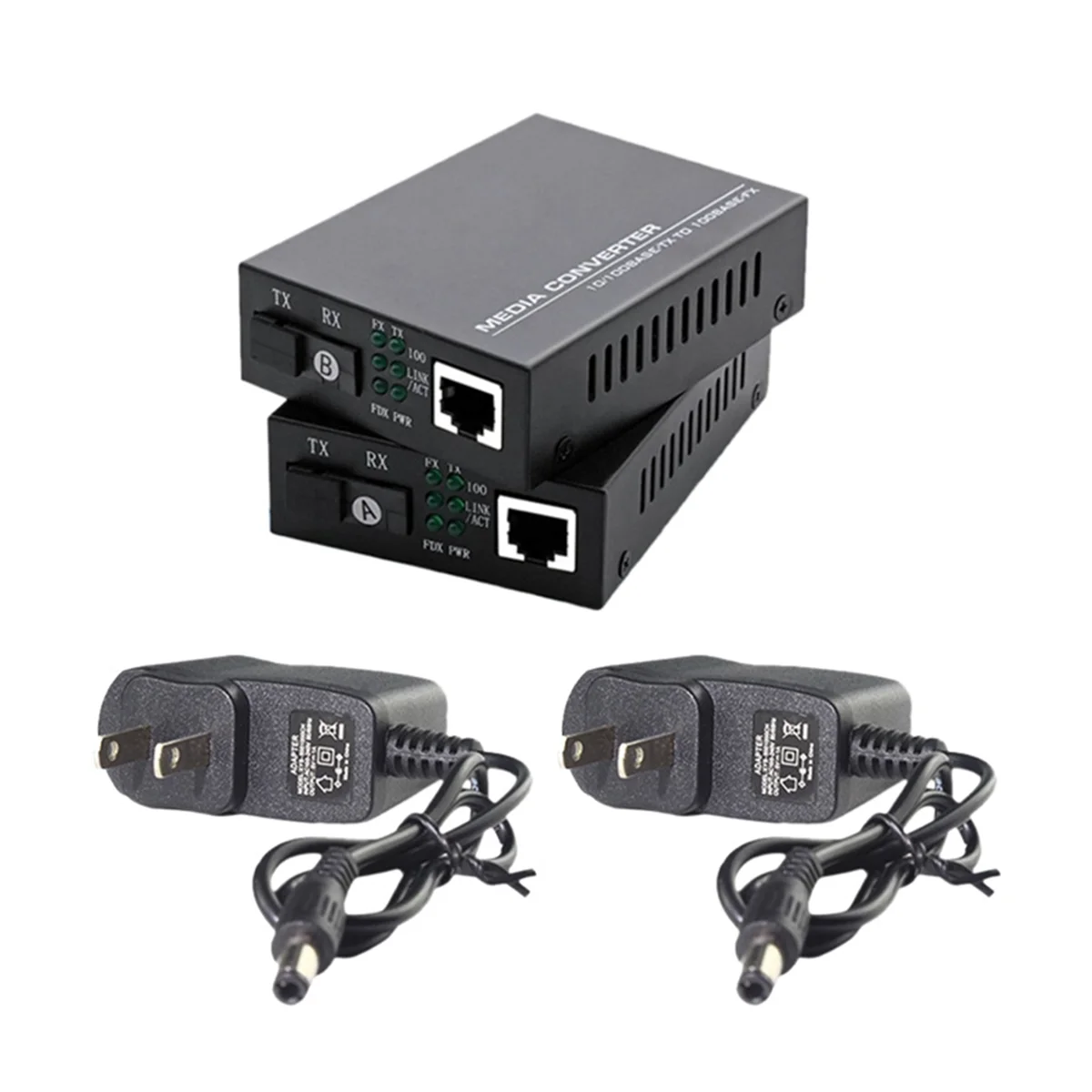 

1 Pair Fiber Transceiver 100Mbps 20KM Single Mode Single Fiber SC Gigabit Media Converter 1310/1550nm US Plug