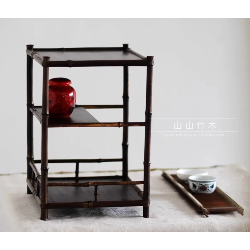 Purple bamboo, bamboo tabletop, tea rack, tea ceremony, bogu rack, purely handmade