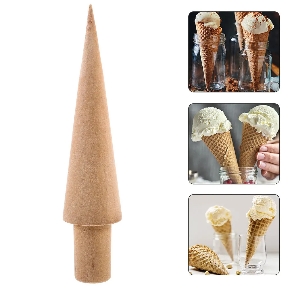 

3Pcs Ice Cream Cone Maker Natural Wood Mold for DIY Waffle Cones Dessert Rolls Baking Preparation Tool Cone Mold