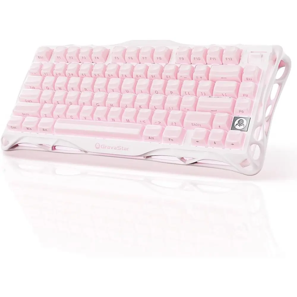 75% Pink Mechanical Gaming Keyboard with Alloy Frame, Hot-Swap Sockets, Linear Switches, RGB Backlit