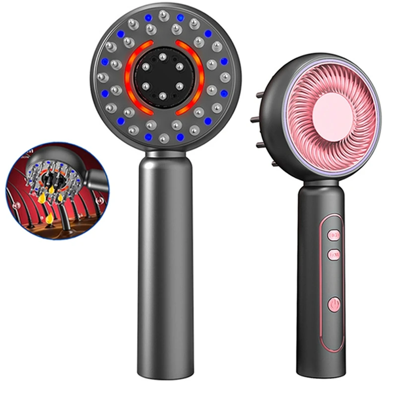 Electric Massage Hair Comb Vibration Massager Brushes Promote Smooth Hair Growth Multi Functional Nourish Scalp-AT64