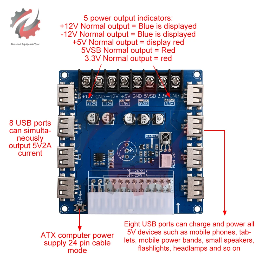 24-Pin ATX Netzteil Breakout Board USB Aufladen Desktop Computer Chassis Netzteil ATX Adapter Board Power Take-off