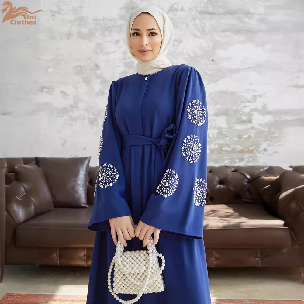 Ramadan Eid Beading Luxury Abaya Dubai Islam Muslim Kaftan Modest Dress Prayer Clothes For Women Kebaya Robe Musulmane Femme