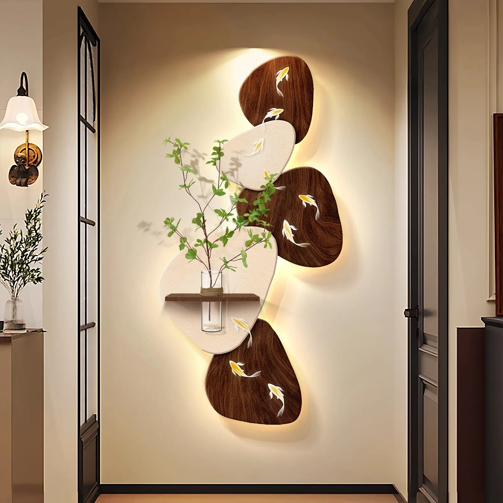 HYS stone to run the entrance decorative painting, which means good green plant corridor hanging painting, facing the door