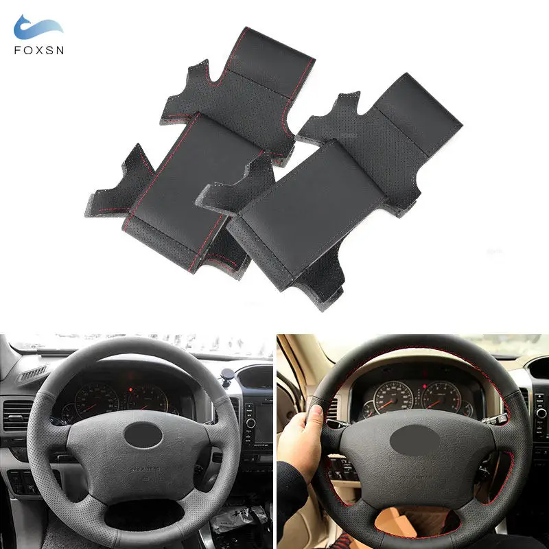 Hand-sew Steering Wheel Leather Cover For Toyota Land Cruiser Prado 120 4Runner Tacoma Highlander Hilux Tundra For Lexus LS400