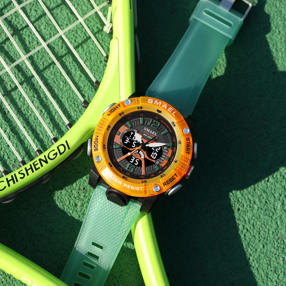 Men's Digital LED Display Sport Watch, Translucent Strap