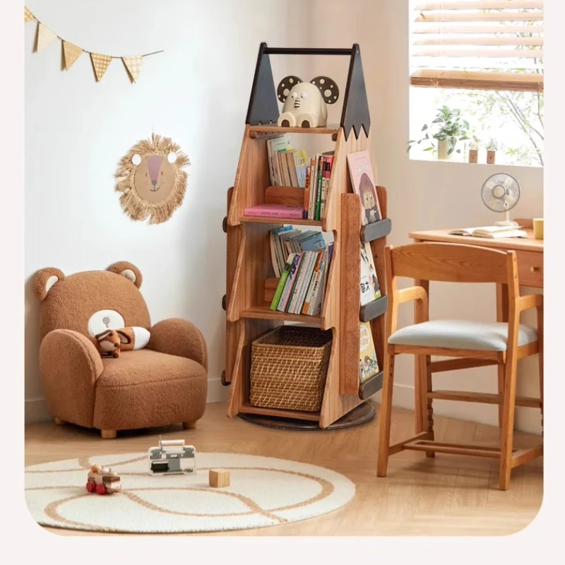 

Children Rotating bookcases room shelves bookcase storage Wooden Living room study room shelves furniture for home 3-tier shelf