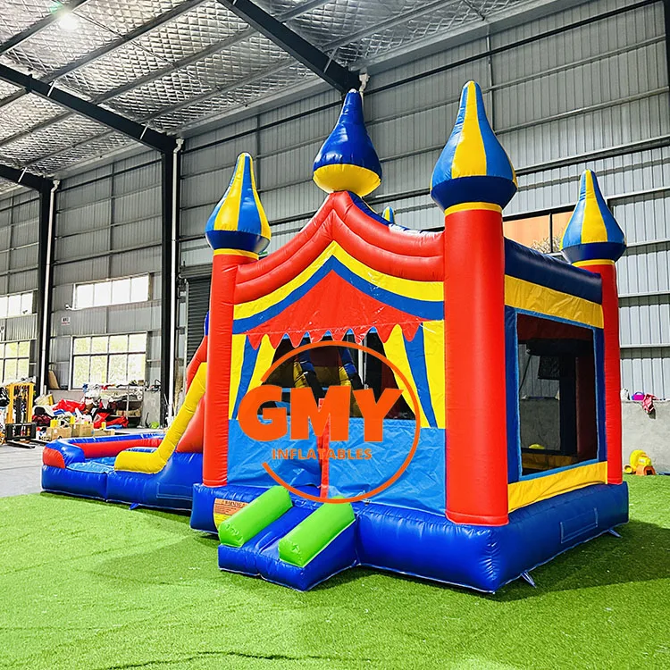 Imagen 3: Castillo Inflable Pequeño y Colorido con 2 Toboganes, Castillo Inflable Combinado para Jardín
