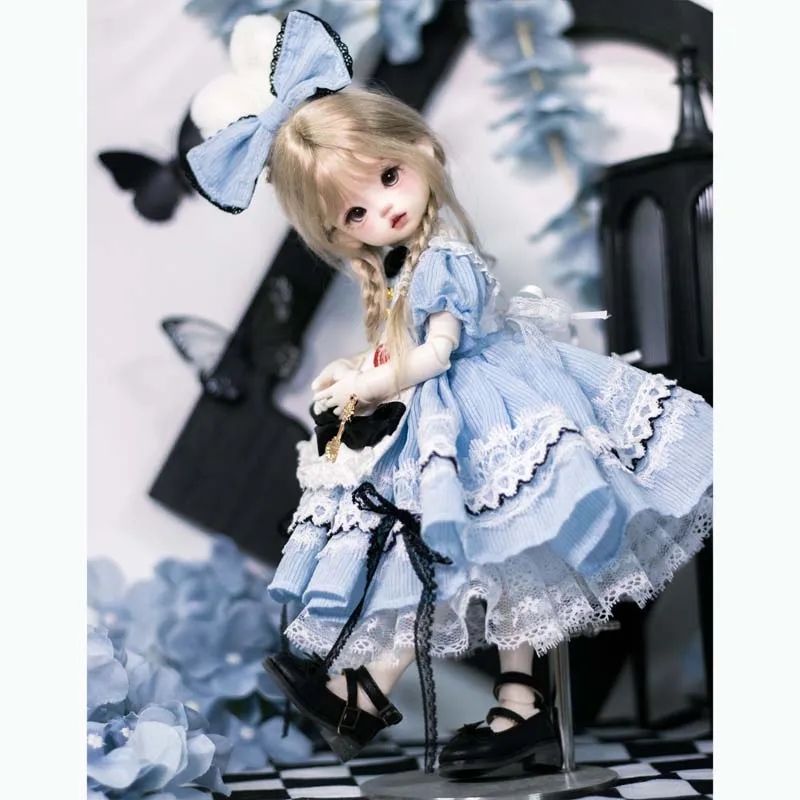 Alleen Kleding 1/6 BJD Poppenkleertjes Alice Blauwe Rok Poker Boog Set Voor 30 cm BJD Poppenkleertjes Meisjes kleding Accessorie Dress Up Speelgoed