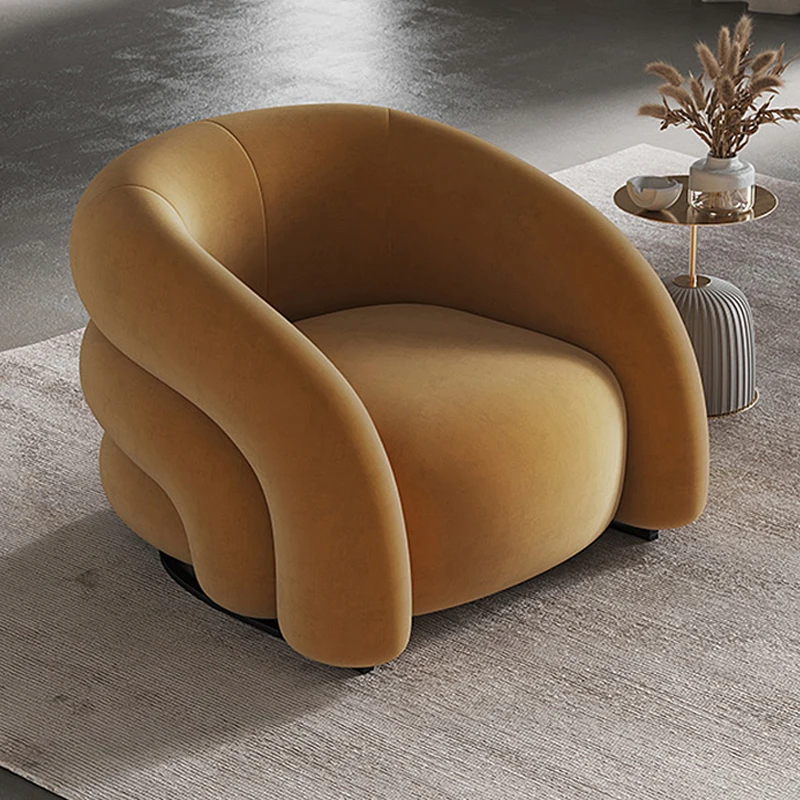 

Nordic Light Luxury Lamb Wool Single Sofa Chair Modern Minimalist Living Room Stainless Steel Foot Leisure Chair