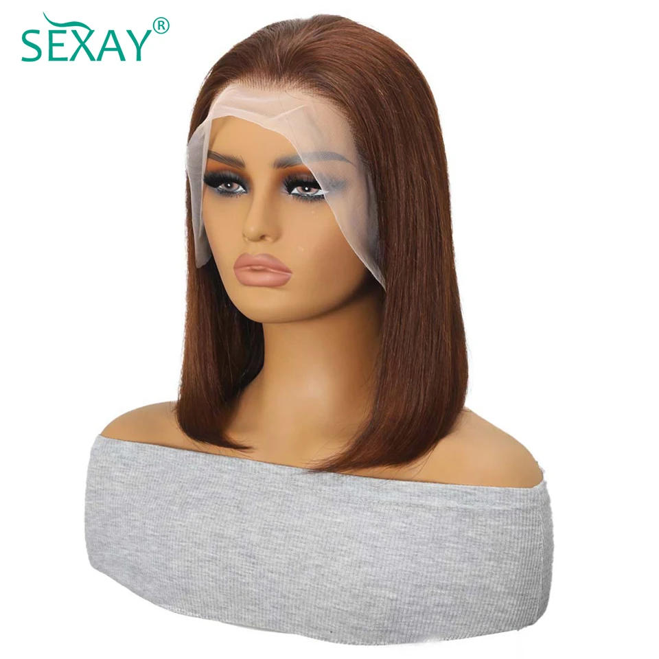 12 Inch Color #4 13x4 Human Hair Wigs For Women Bone Straight Human Hair Lace Front Wigs Pre Plucked Dark Brown Lace Front Wig