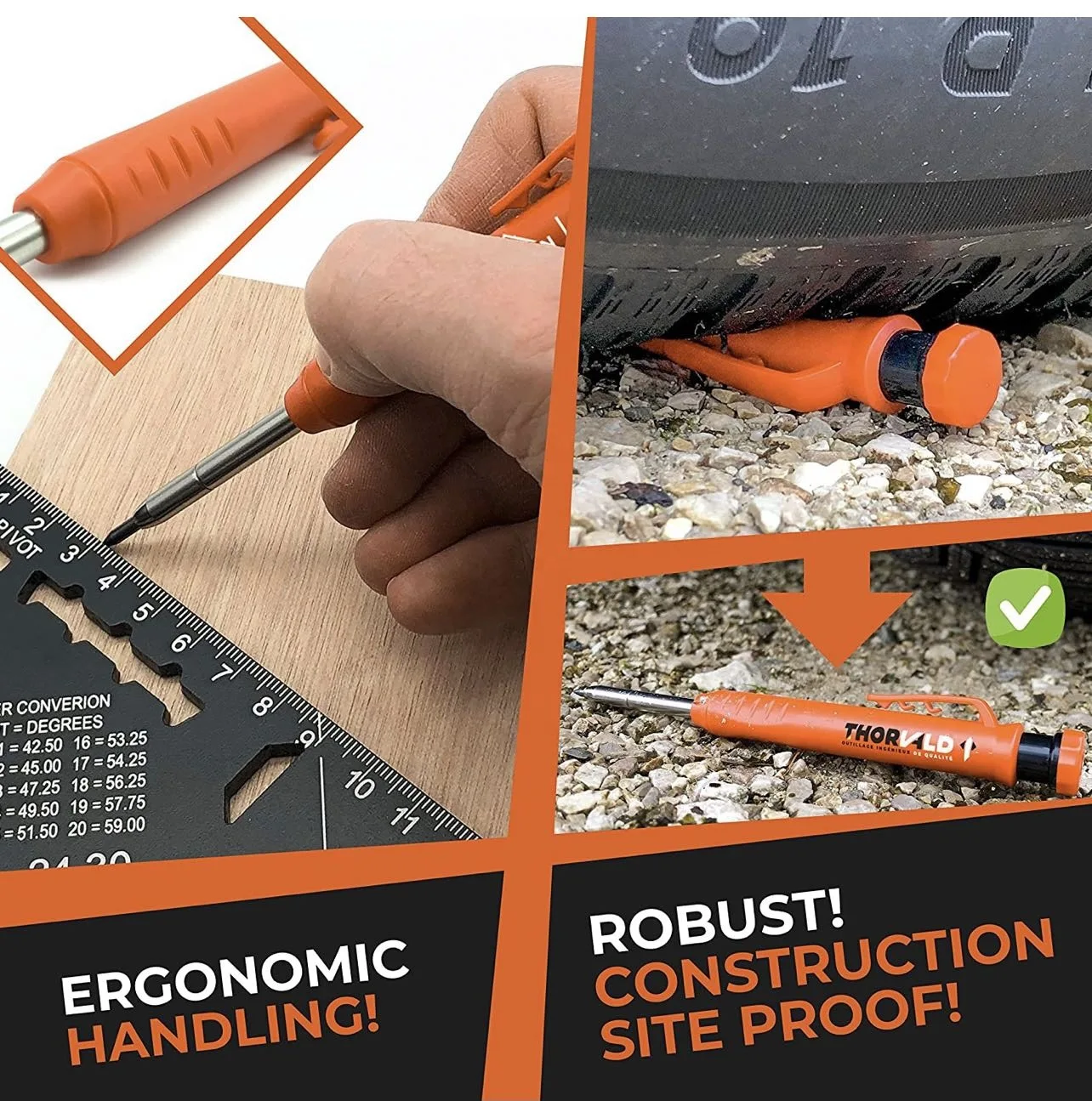 Holzbearbeitungs-Markierstift mit integriertem Anspitzer und Nachfüllminen, professionelles Werkzeug zum Markieren tiefer Löcher, verstellbarer Bleistift – Detail 16