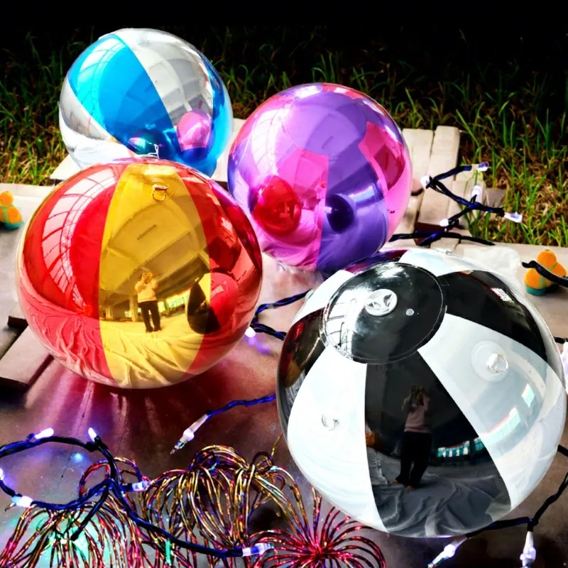 Shiny PVC Event Party Inflatable Red Silver Gold Mirror Ball Promotional Manufacturer