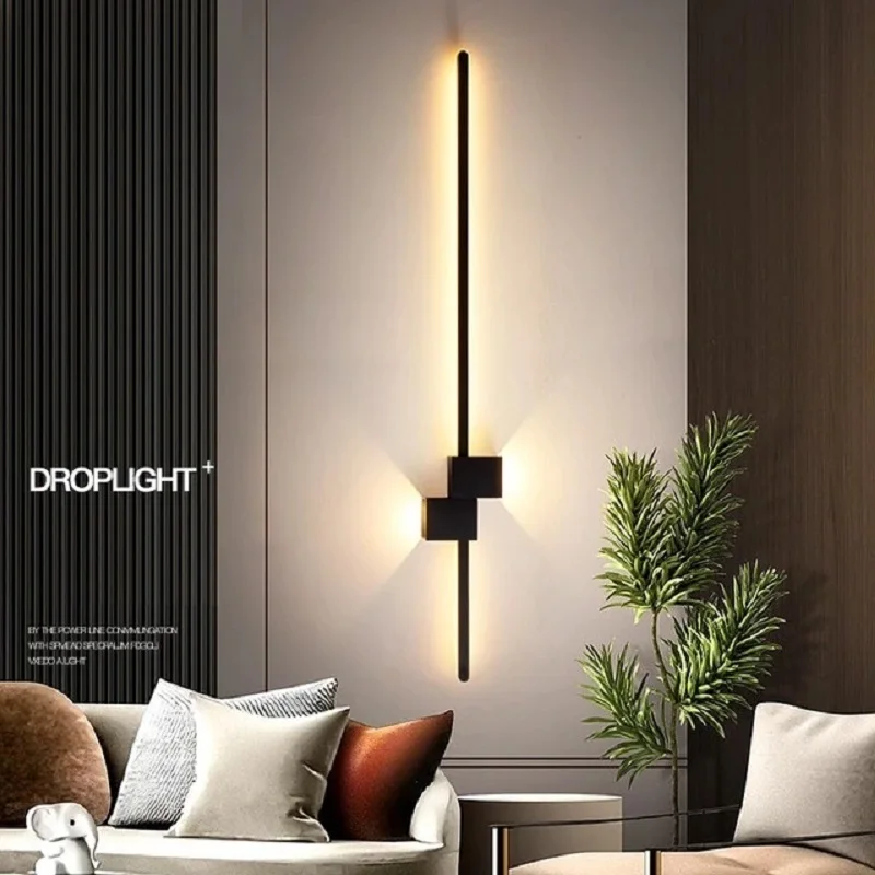 

Minimalist up and down, hallway bedroom and living room, bedside background light, interior line wall light