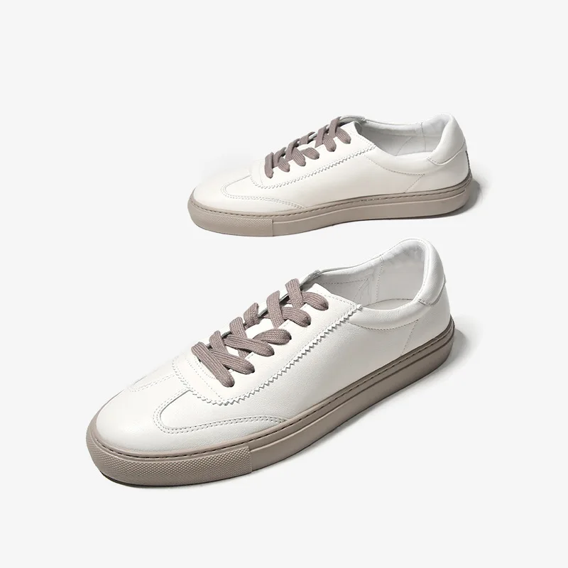 

New Autumn Winter Handmade High-end Genuine Leather Suede Board Men's Versatile White Korean Version Casual Shoes Trend Sneakers