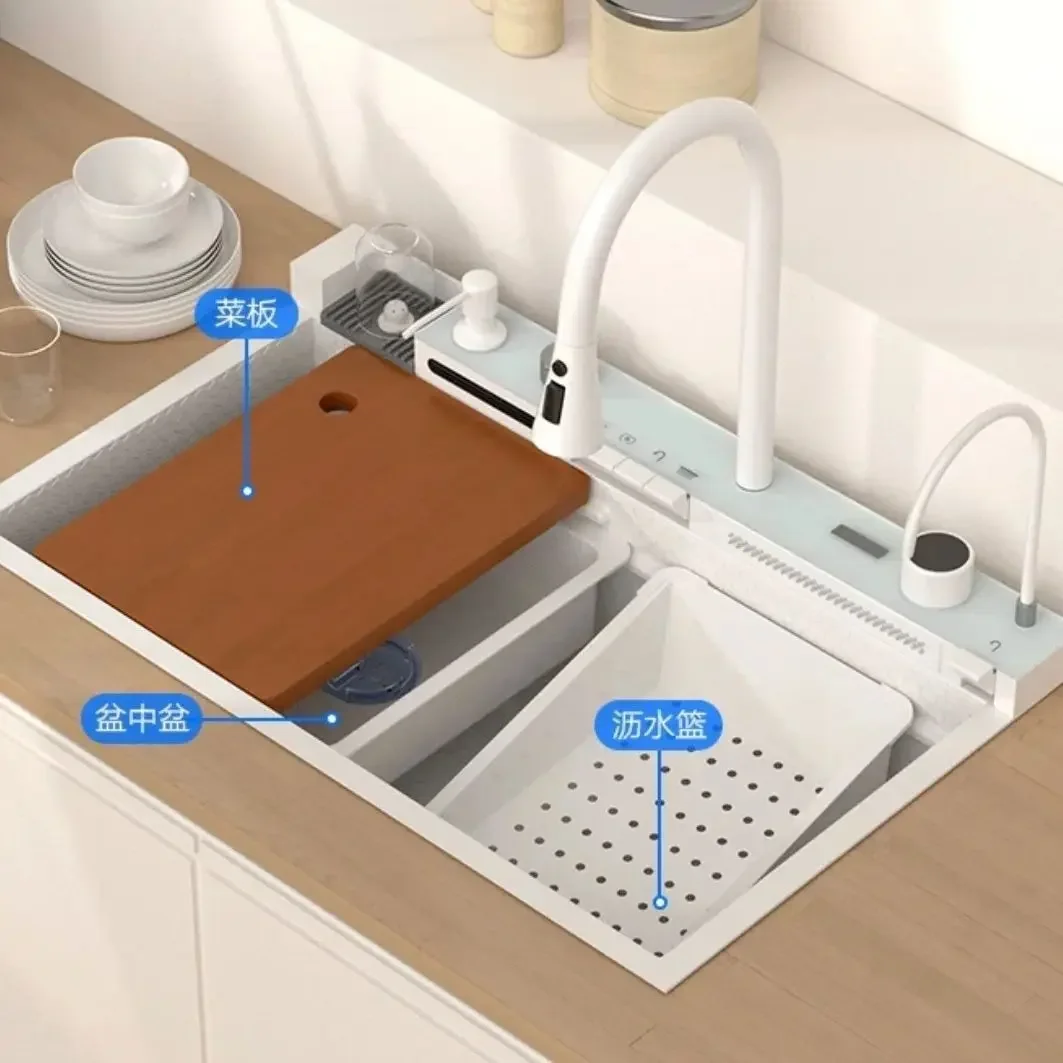 Stainless steel vegetable basin household kitchen sink digital display thickened honeycomb single slot