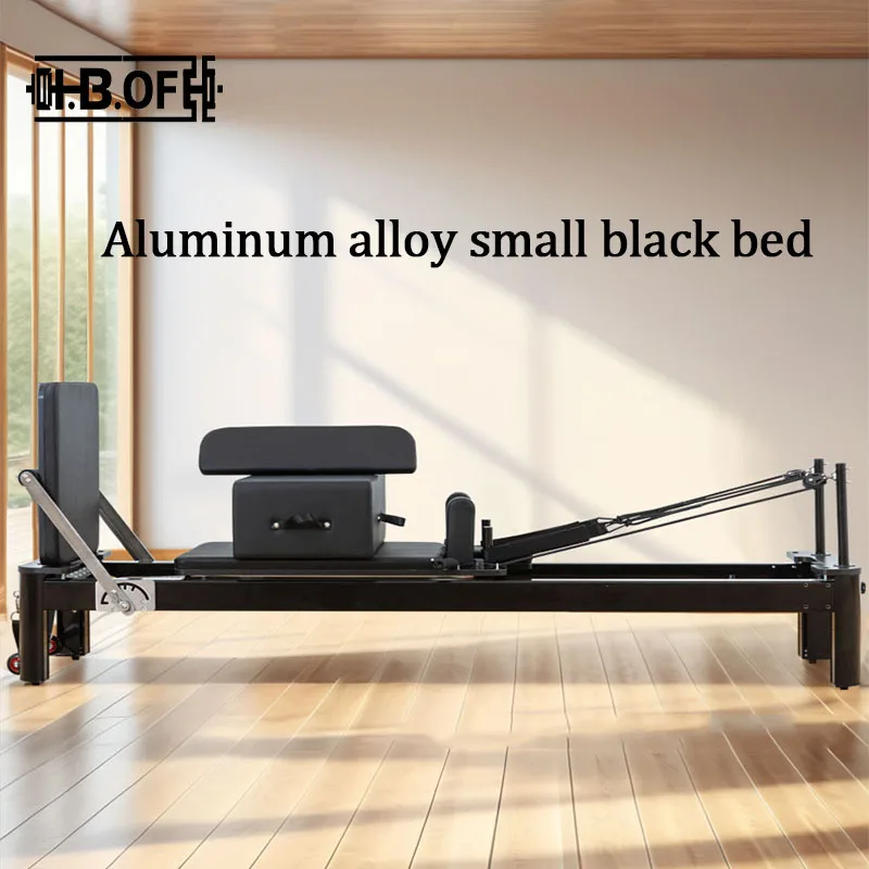 Pilates Aluminum Alloy Core Bed, Household Yoga Equipment, Black Pilates Bed, Five-piece Set, Aluminum Alloy Small Black Bed