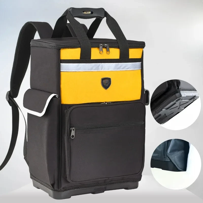 Oxford Cloth Canvas Shoulder Backpack Waterproof Thickening Wear-resistant Large Multifunctional Tools Packaging Bag Rubber Base