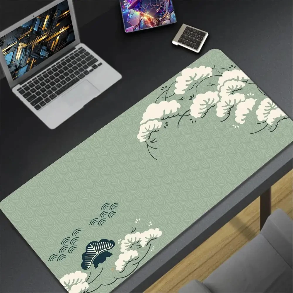 Japanese waves Mousepad Large Mouse Pad Xxl 600x1200mm Gaming Mouse Mat Black and white Pc Accessories Design waves Art Desk Mat