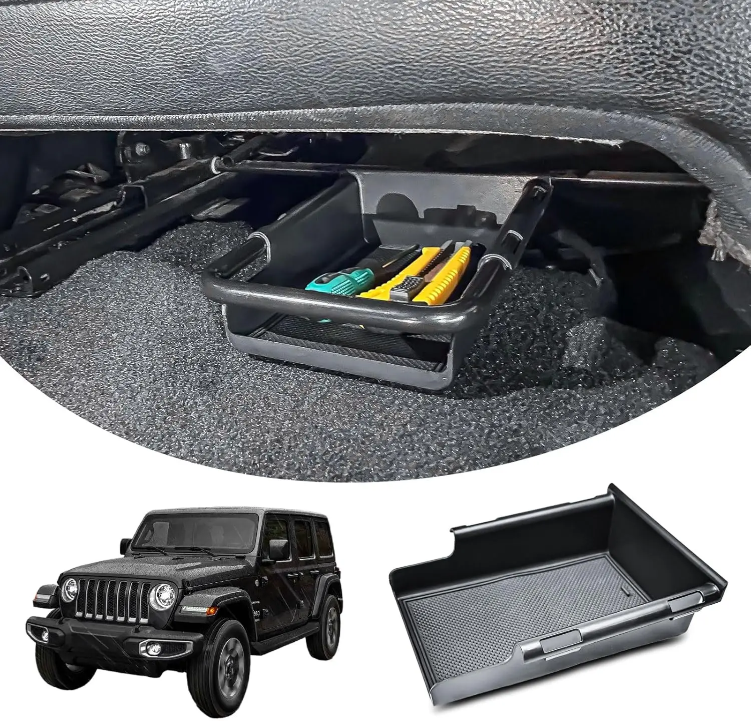 

Органайзер на передней центральной консоли под сиденьем для Jeep Wrangler JL/JLU 2018-2025 и Jeep Gladiator JT Truck 2020-2025, внутренний лоток