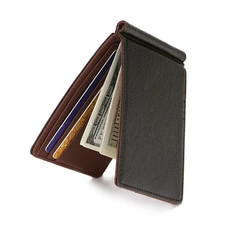 Brand Men Wallet Short Skin Wallets Purses PU Leather Money Clips Sollid Thin Wallet for Men Purses Carteira Masculina