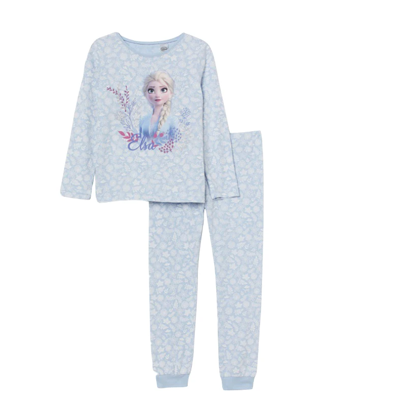 Disney-Ensembles de pyjamas congelés pour enfants, vêtements de nuit Elsa, vêtements de reine des neiges, manches longues, bébé fille, automne