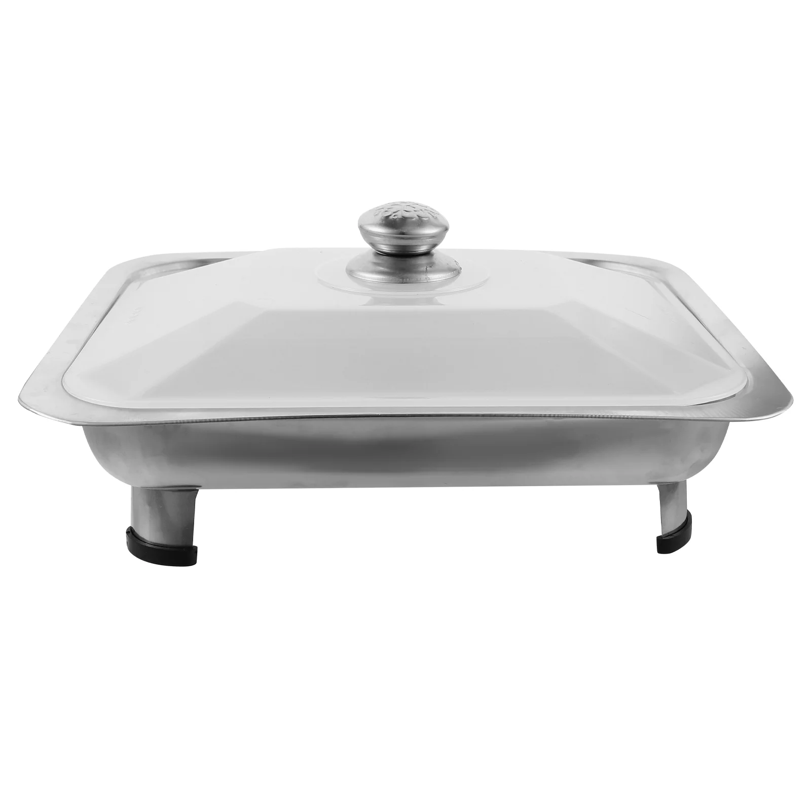 

Stainless Steel Dinner Plate Catering Trays With Lids Serving Buffet Charcuterie Food Heating Platter Silver Cover Banquet
