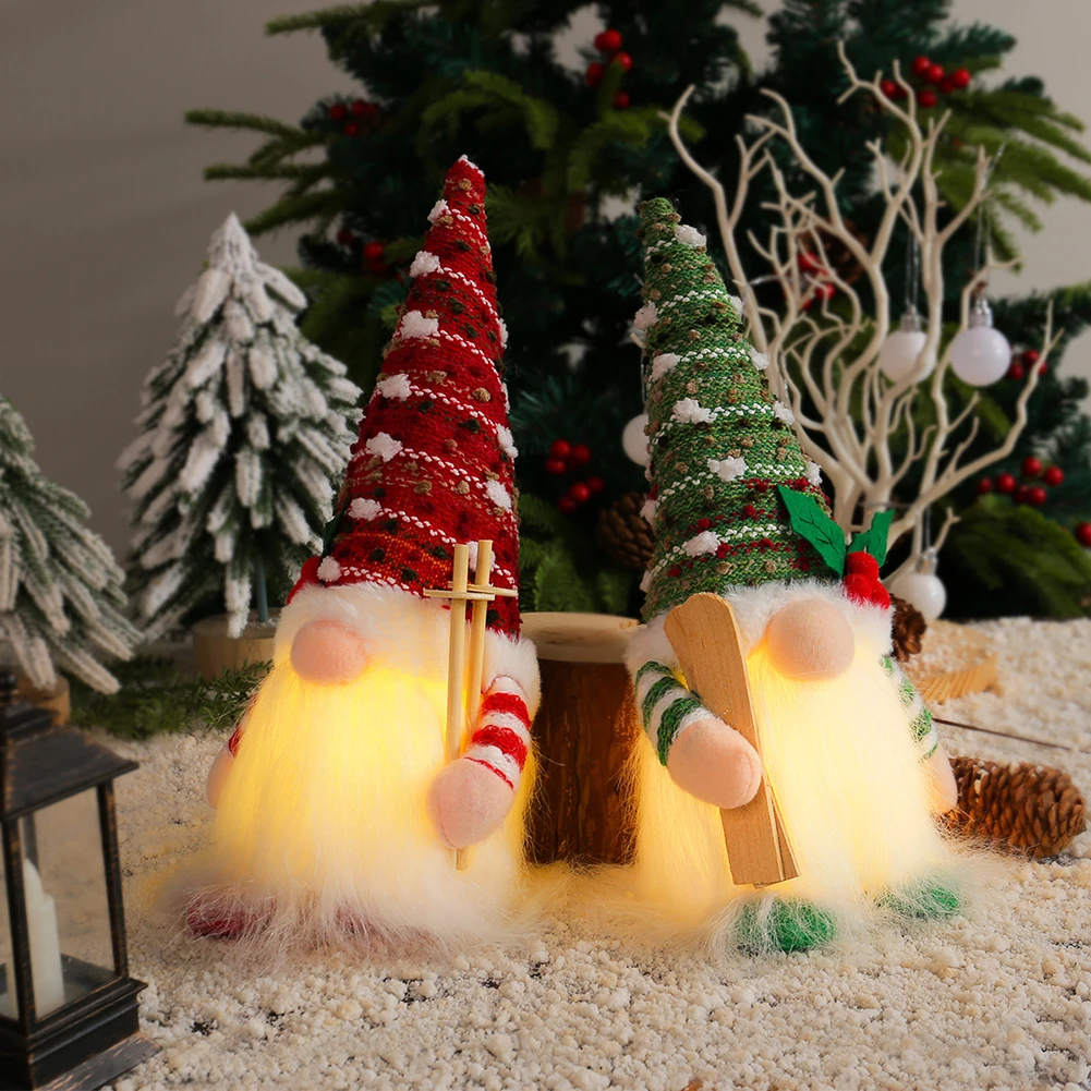 

Christmas Luminous Sled Dwarf Doll with LED Light Rudolph Dwarf Elf Doll Glowing Gnome Doll for Navidad Decoration