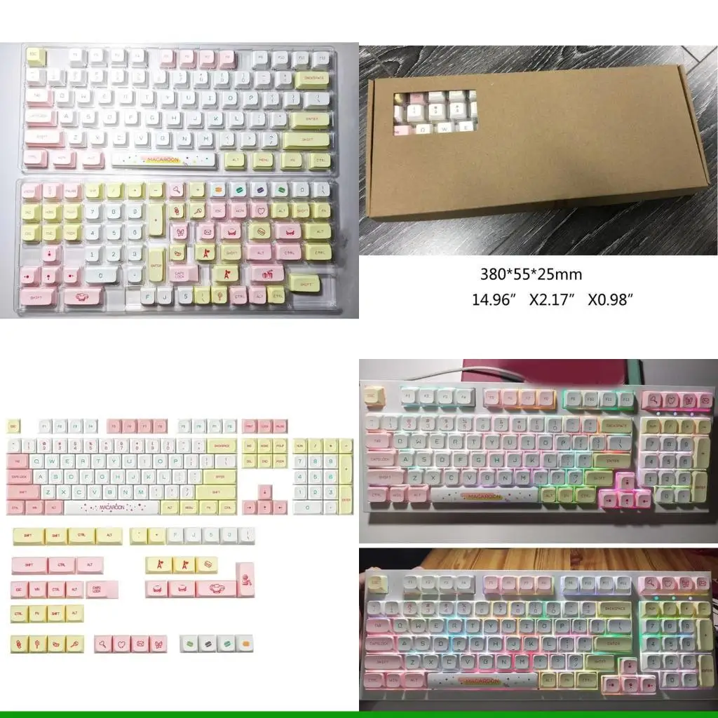 

U55C 146 клавиш, механическая клавиатура, колпачки для клавиш PBT XDA, колпачки Macaron для