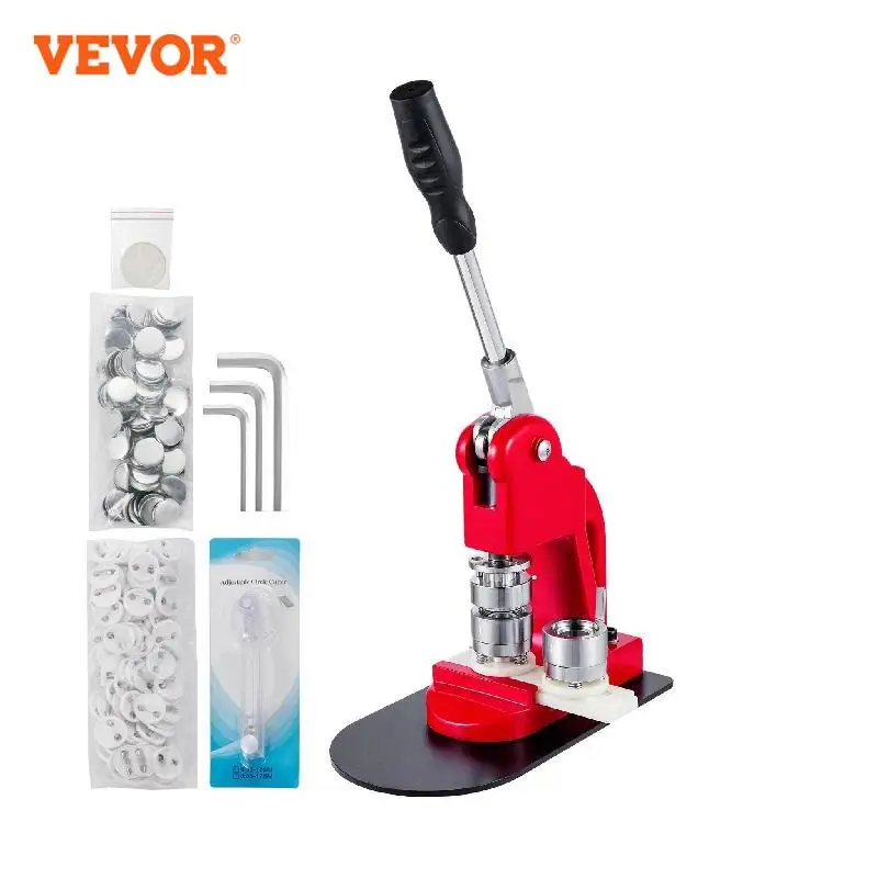 VEVOR 25MM Badge Maker Machine DIY Button Pin Brooches Press Making Tool with 1000Pcs Circle Manufacture Button Parts