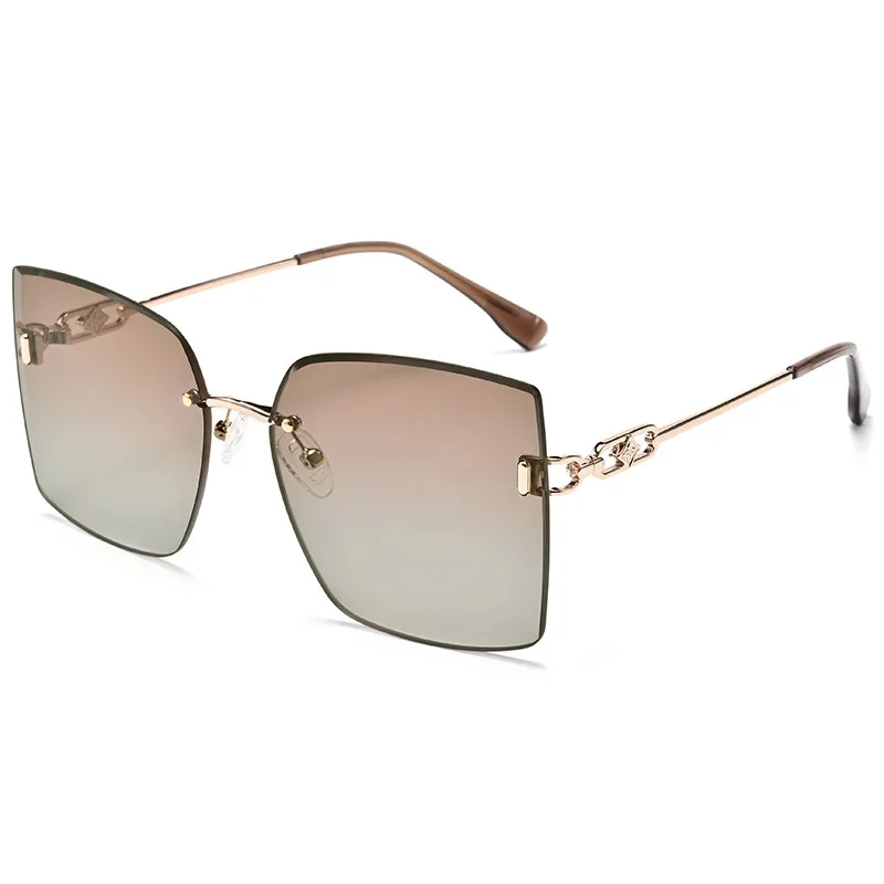 

New Rimless Oversized Square Cat Eye Metal Man Sunglasses Brand Designer Fashion Trend Women Decoration Sun Shades UV400 Goggles