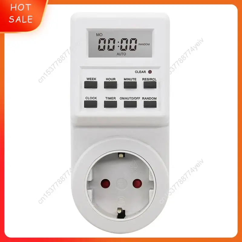 Digital Timer Socket Electronic Timing Switch 24H Kitchen Timer Outlet Programmable Socket EU Plug A62X