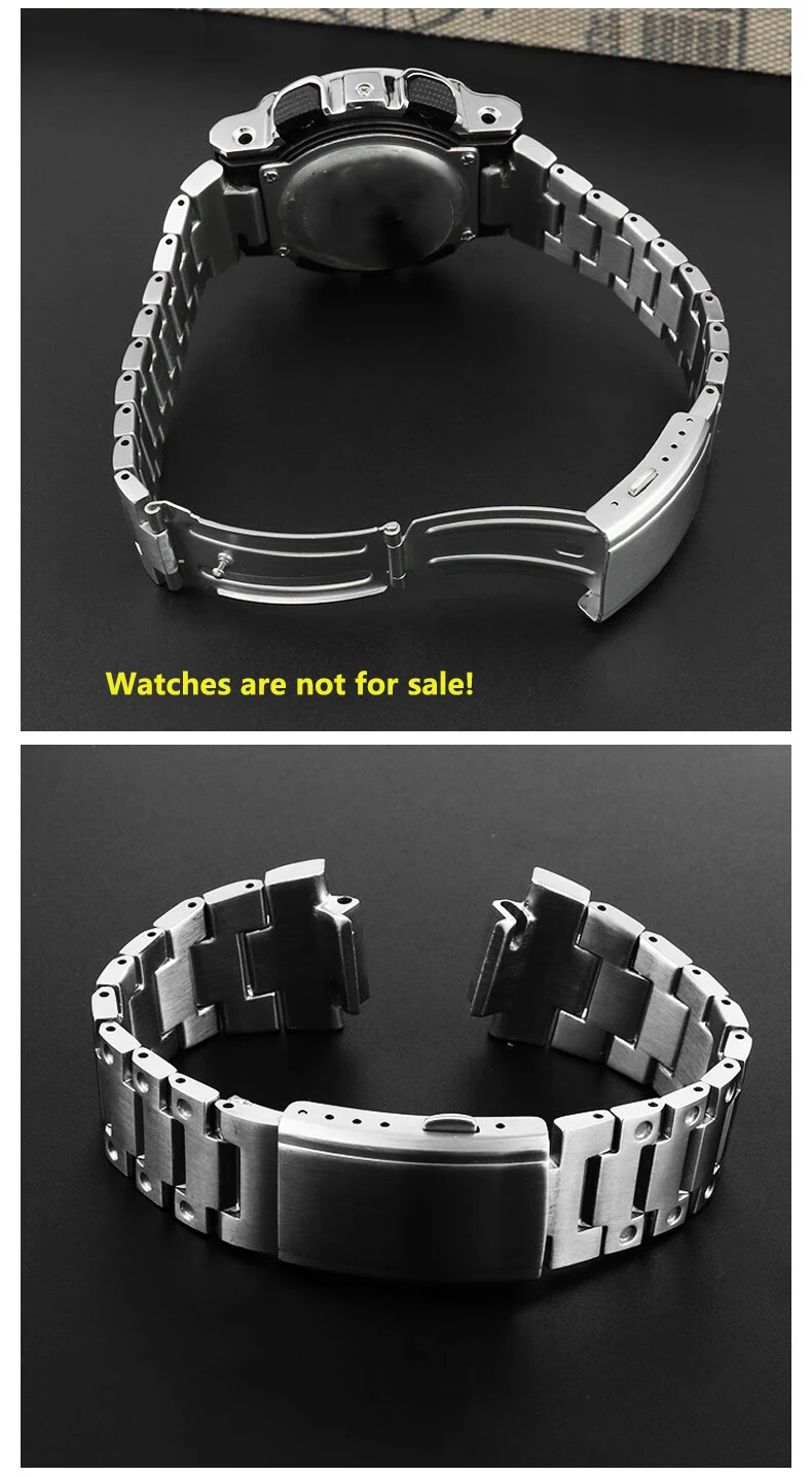 For Casio GA-110 GA-120 GA-100 Solid Stainless Steel Case Men's Waterproof Watchband Bezel GA110 Metal Strap +Case Mod Kit +Tool