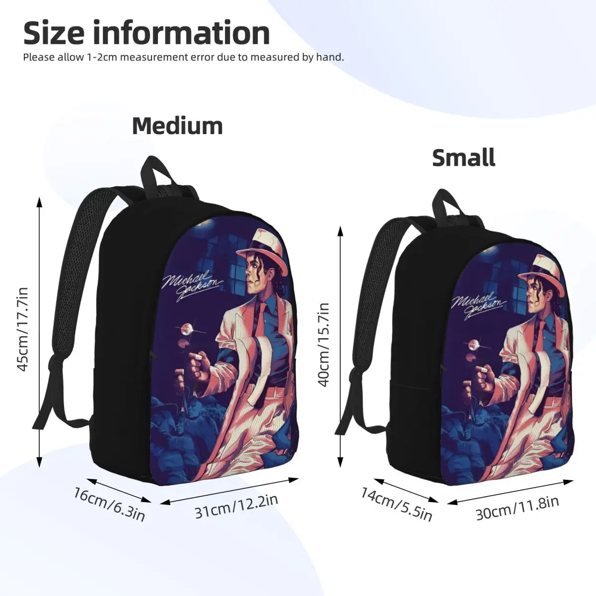 Mochila discoteca pop rock mj para homens e mulheres, bolsa de ombro para computador portátil, mochila legal para estudantes, bolsa esportiva