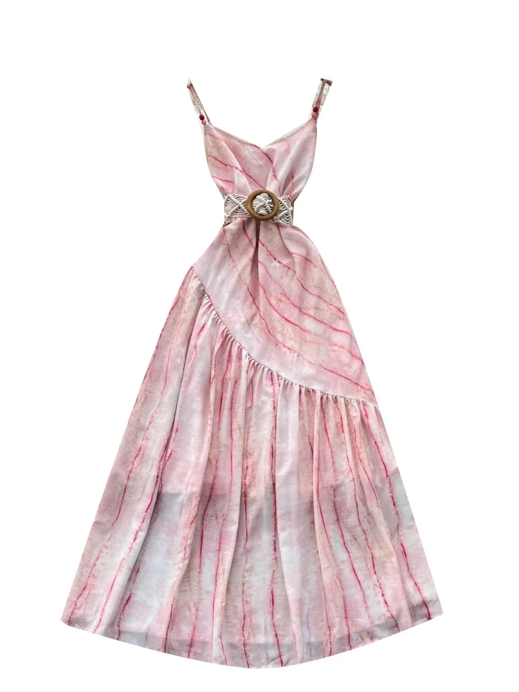 Faionable Holiday Dr Damen-Maxirock mit trägerlosem, asymmetrischem Druck, hohe Taille, A-Linie, Silhouette, Sommersaison, Polyester...