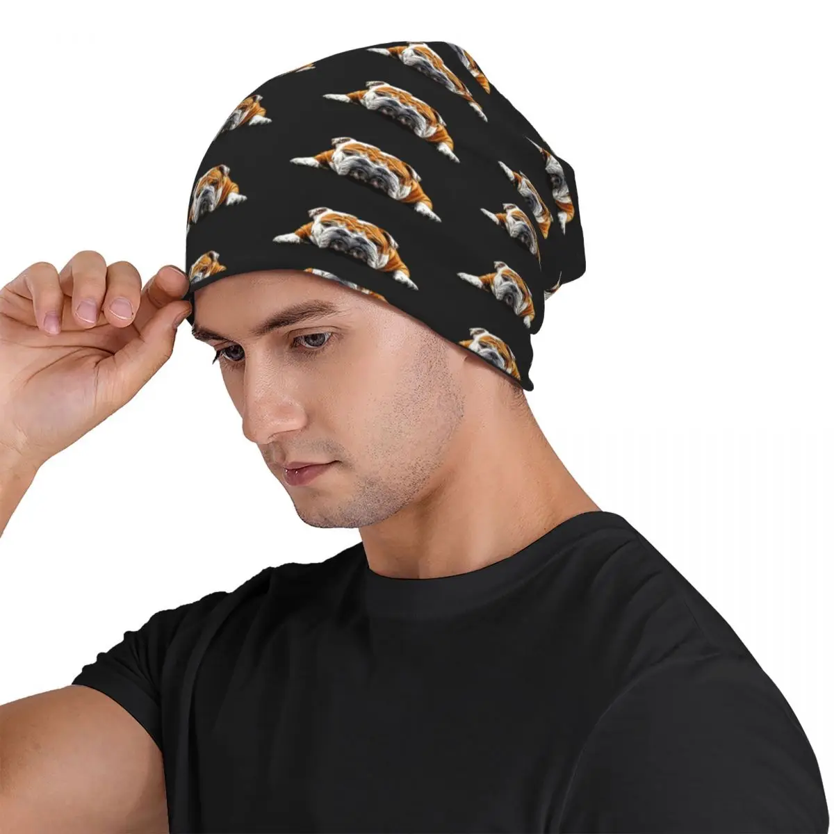 Bulldog Chill Pose - English Bulldog Men Women Adult Beanies Caps Knitted Bonnet Hat Warm Fashion Autumn Winter Skullies Hats