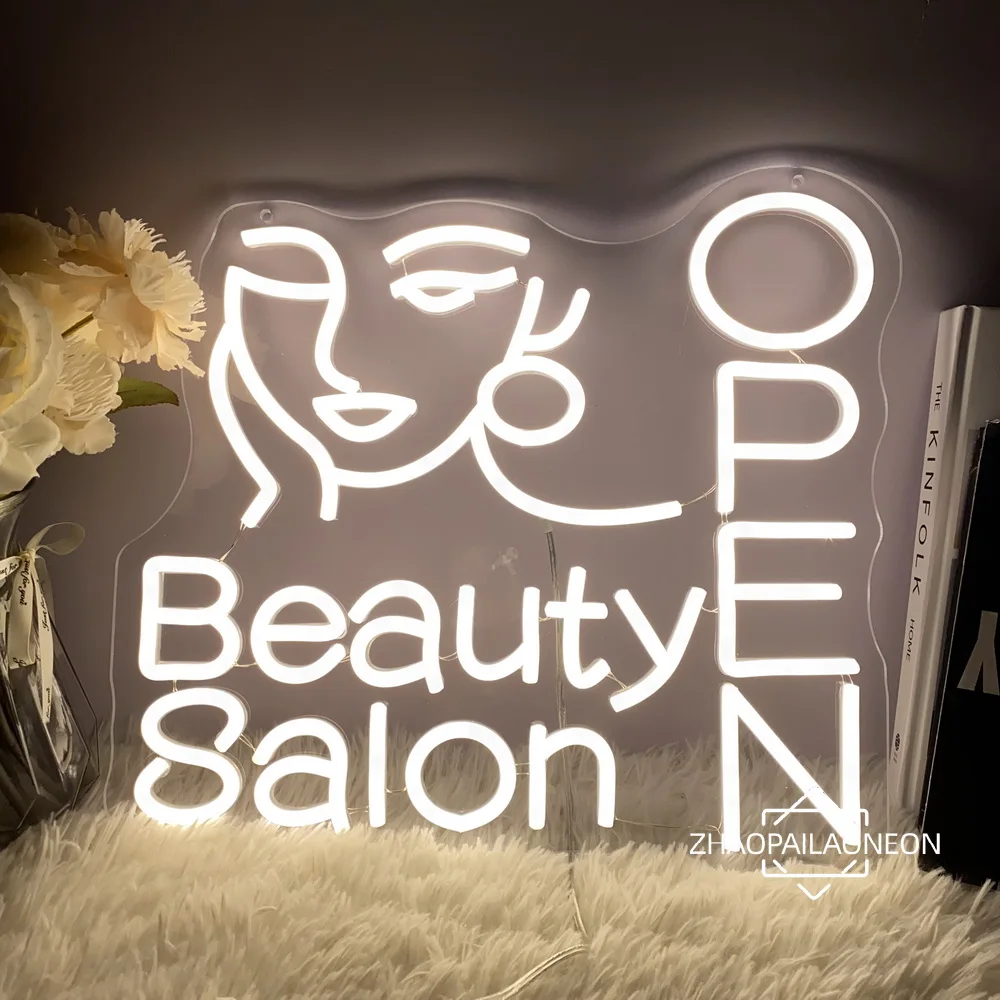 Custom Beauty Salon Open Neon Sign Shop Home Woman Girl Room Decor Wall Decoration Neon L Ight Led Luminous Signs Christmas Gift