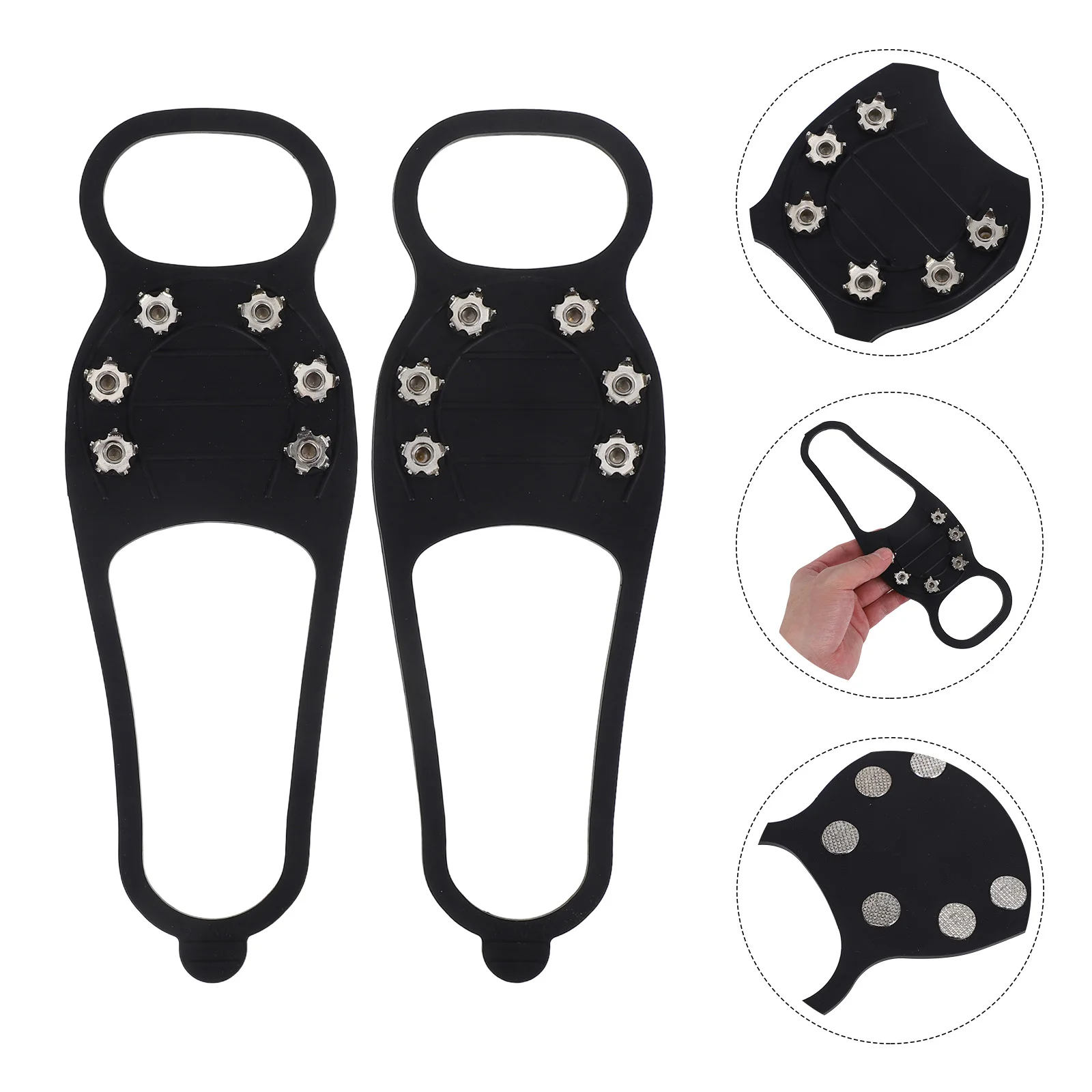 

Non slip Crampon Shoe Covers 6 Teeth for Hiking Walking Climbing Ice Fishing Grips Portable Durable Silicon Steel