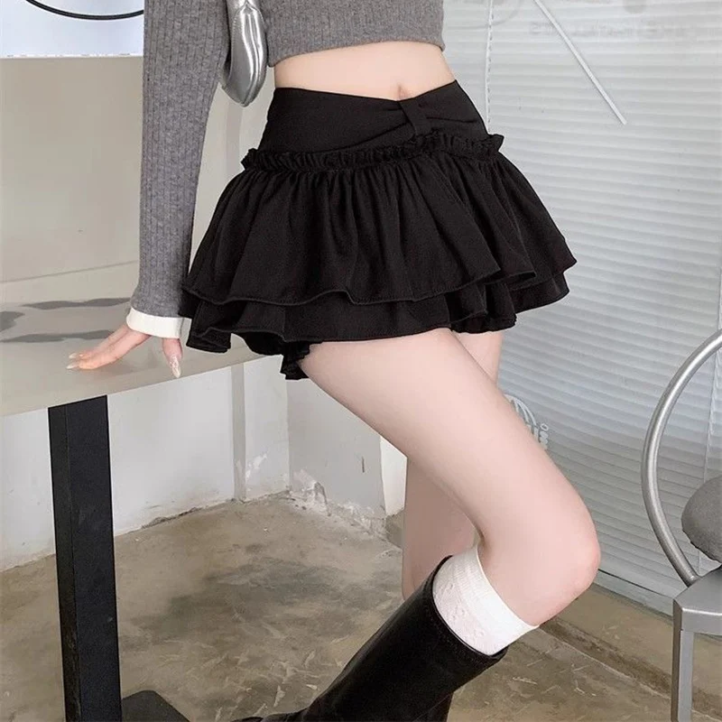 Sommerliche koreanische süße Mode-Kuchenröcke für Mädchen, Designer-Ballettröcke mit hoher Taille, einfarbige, dünne A-Linien-Kleider für Damen