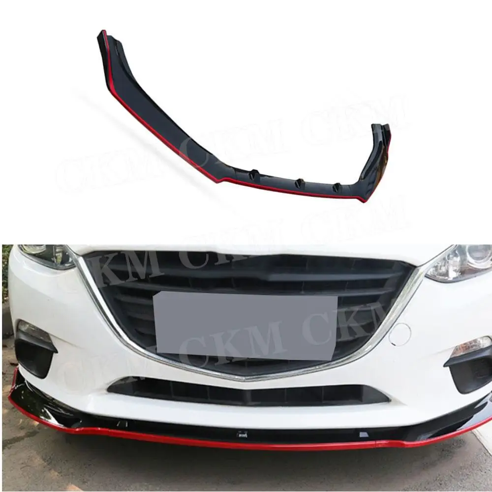

CKMUUER ABS Front Bumper Lip Trims Chin Aprons Spoiler Bodykits Accessories for MAZDA 3 Axela 2014 2015 2016 2017 2018 2019 2020