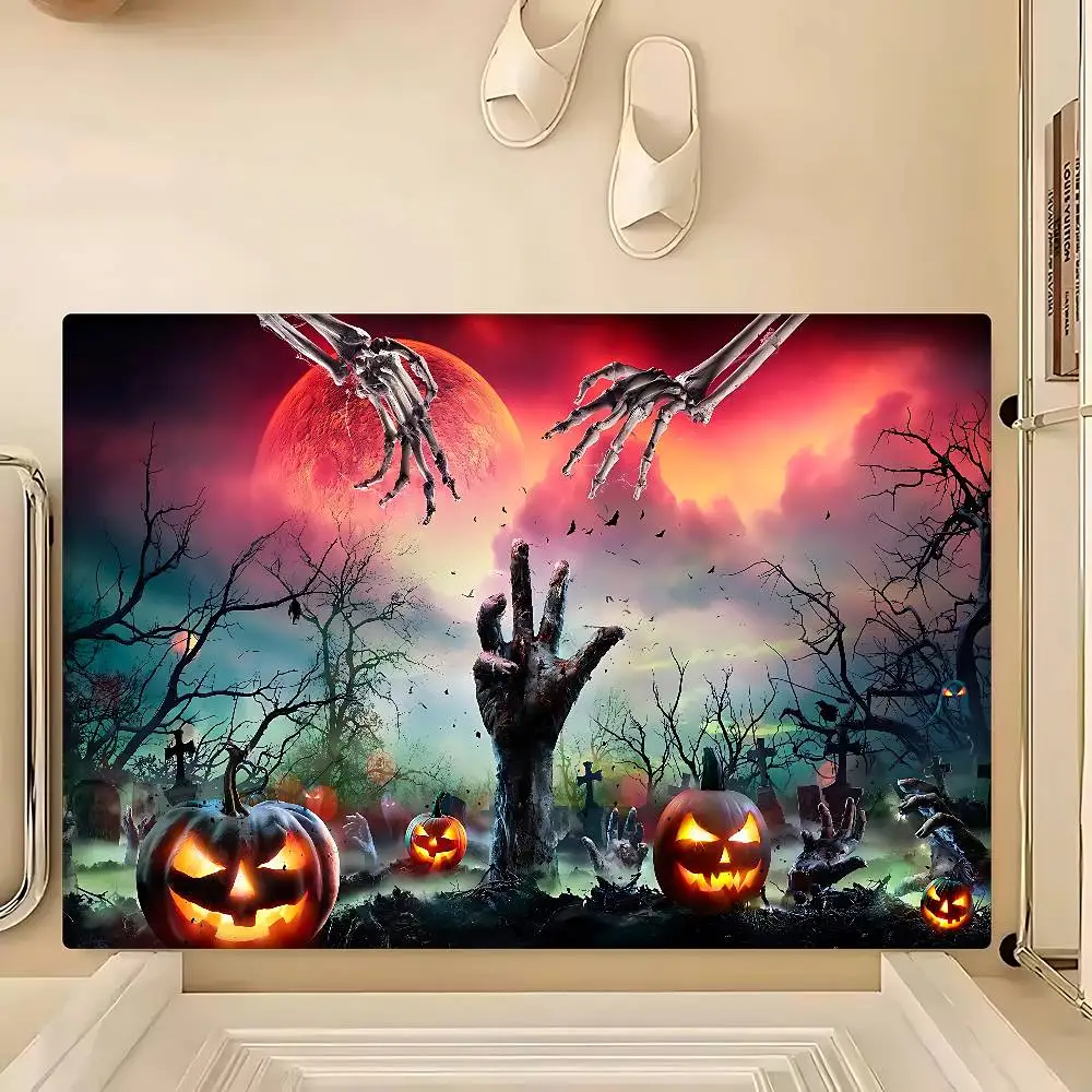 

Halloween Monster Decoration Hallway Carpet Non-Slip Laundry Room Mat Laundry Decor Balcony Child Living Room Toilet Rug