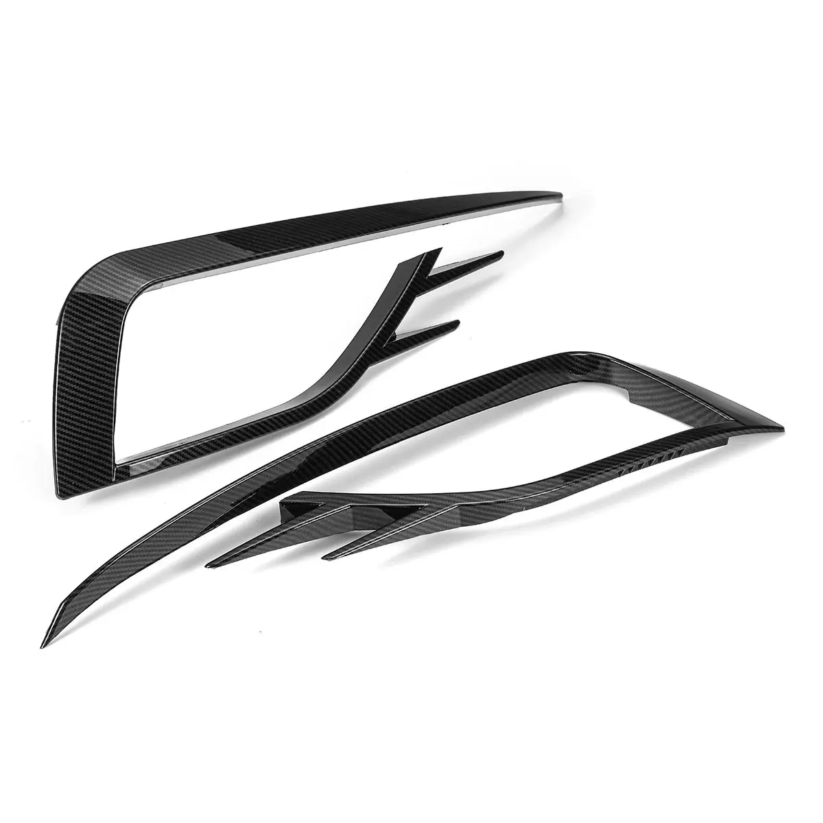 Glossy Black / Carbon Fiber Look A Pair Car Front Fog Lamp Eyebrow Wind Knife Eyelid Cover Frame For VW For Golf MK7.5 2018-2020