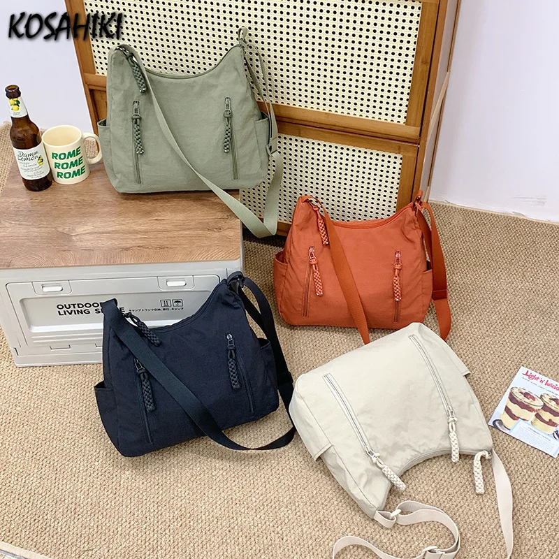 

Streetwear Women Simple Zipper Shoulder Bags All Match Y2k Aesthetic Fashion Handbags Casual Vintage Women Underarm Bag Trendy