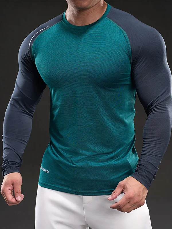 

Men's Spring Outdoor Fitn Cycling Clothing T-irt Casual Faion Qui Dry Ice Silk Elastic Long Sve T-irt Top