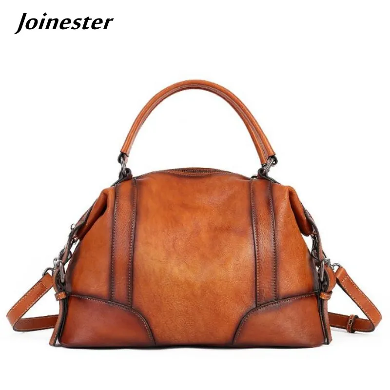 Women Full-Grain Leather Soft Handbag Top Handle Vintage Messenger Bag Ladies Crossbody Purse Satchel Tote Shoulder Bags