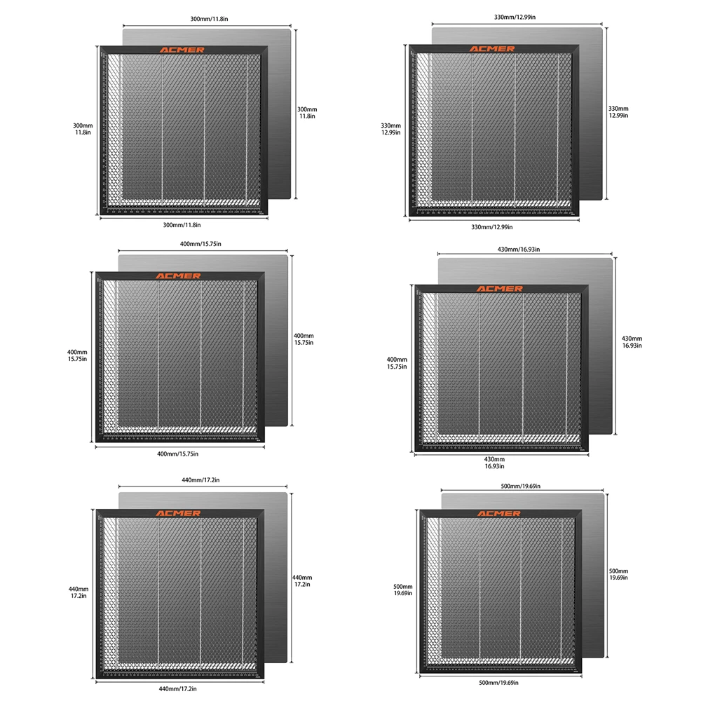 ACMER-mesa de trabajo de nido de abeja para Sculpfun XTOOL, máquina de grabado láser de corte CO2, 300x30 0/400x40/440x440mm